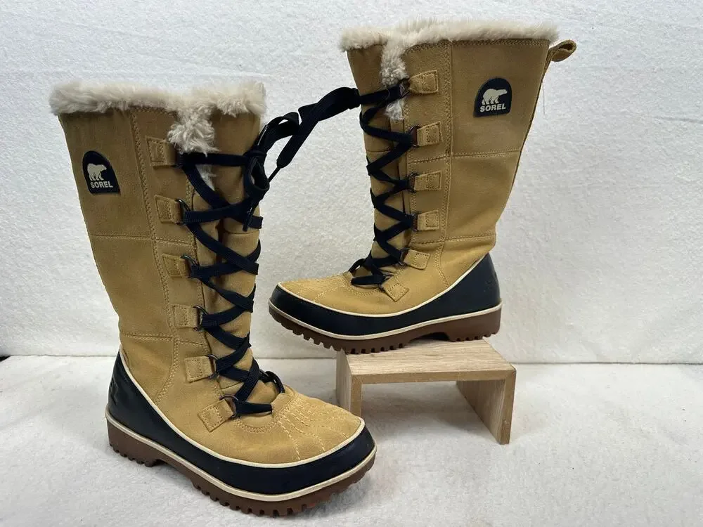 Sorel Tivoli High II Boots Women's SZ 7 Suede Black Lace Up Closure NWOT